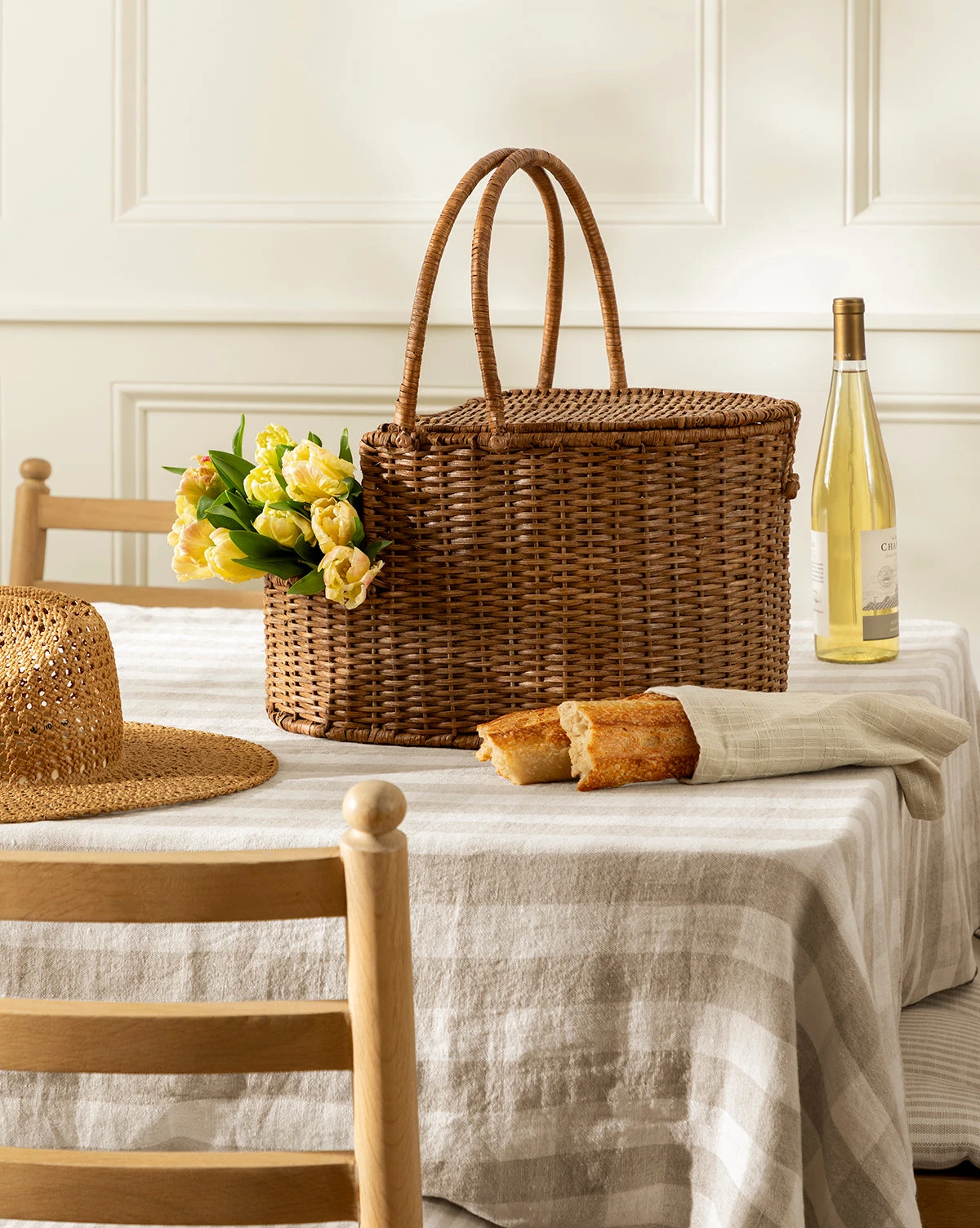 Rattan Wicker Picnic Basket - Image 4