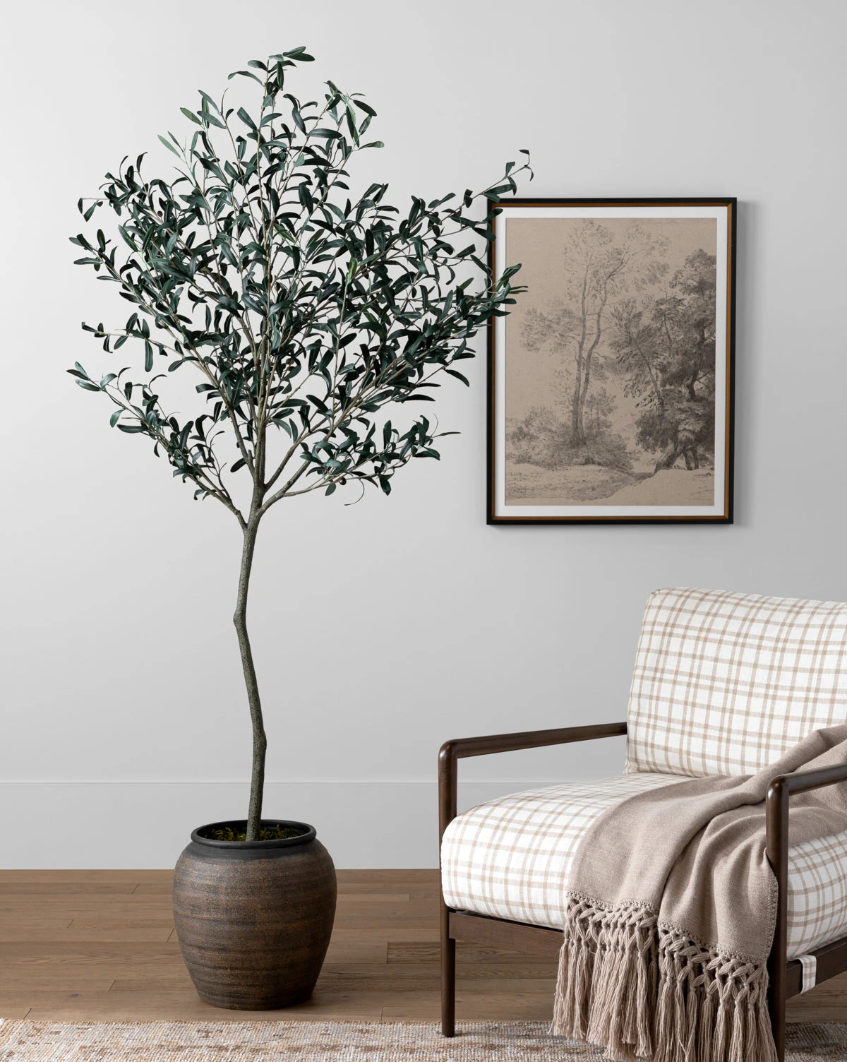 Faux 72" Olive Tree With Ceramic Pot - Image 2