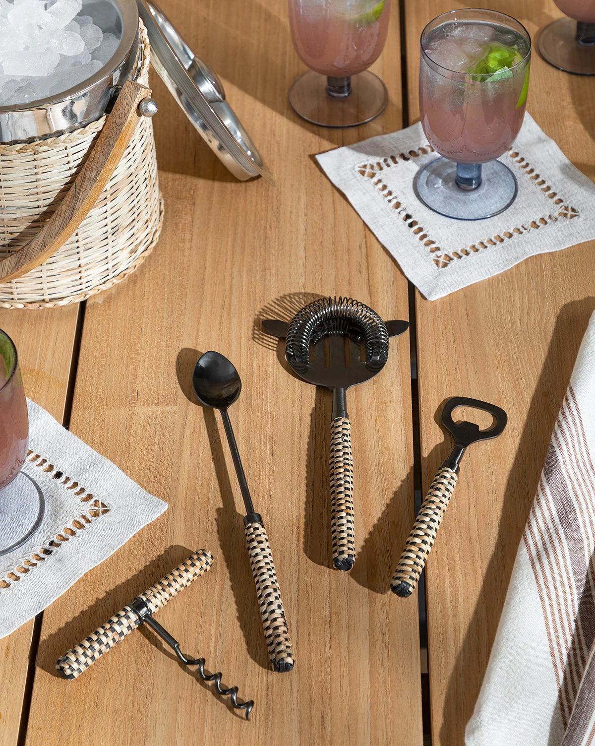 Rattan Wrapped Bar Tools (Set Of 4) - Image 2