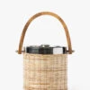 Rattan Ice Bucket With Wooden Handle