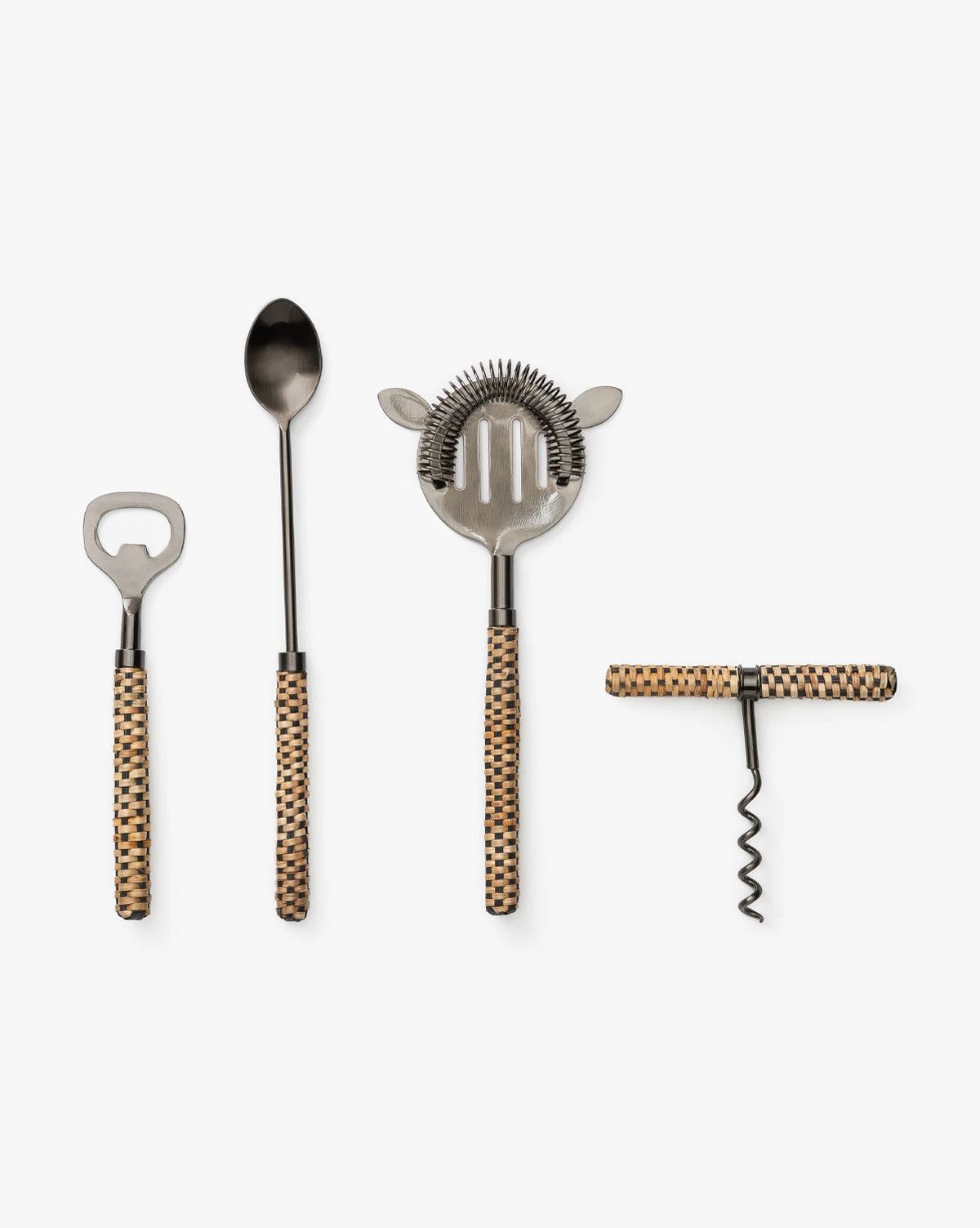 Rattan Wrapped Bar Tools (Set Of 4)