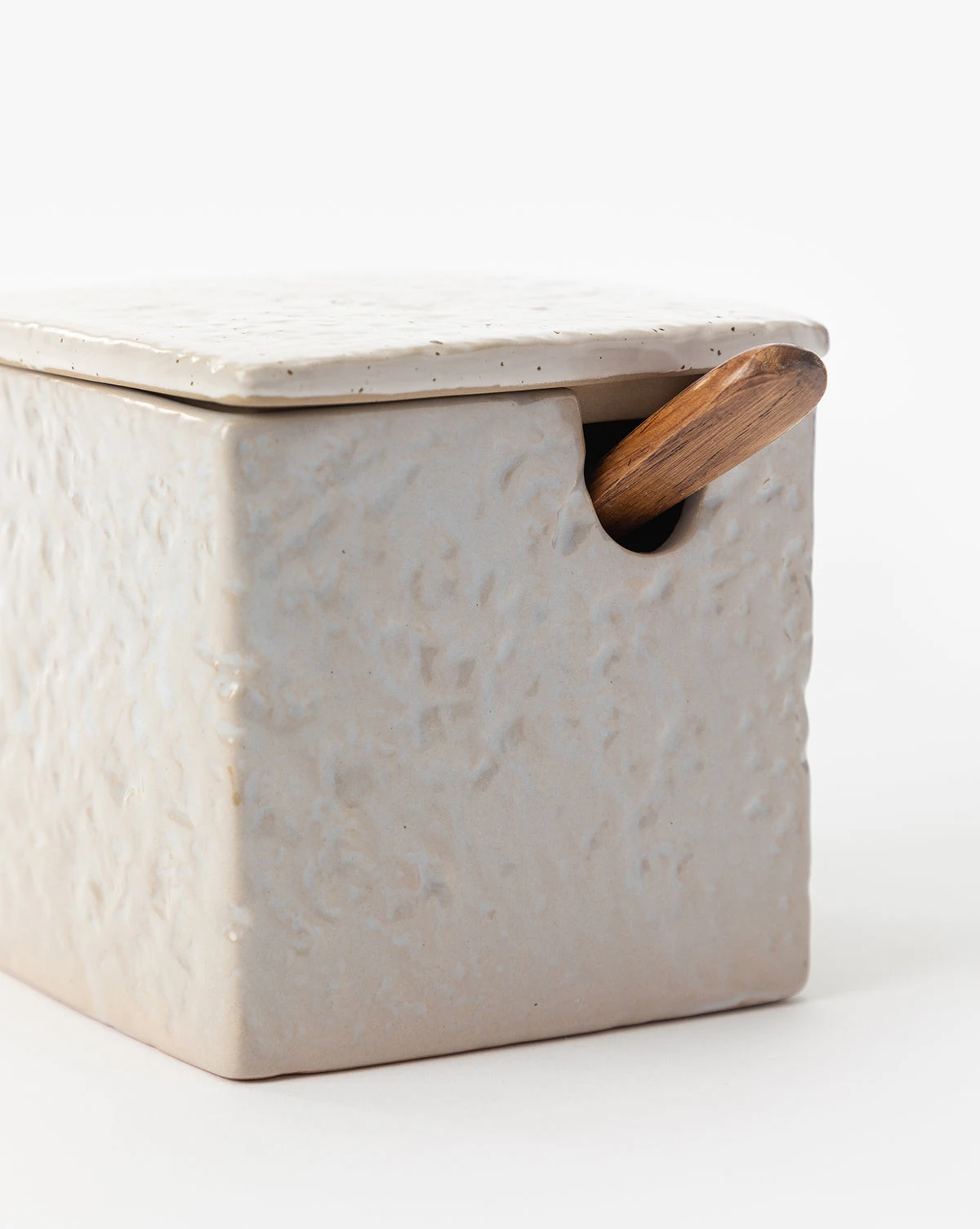 Bloomingville Stoneware Salt Cellar With Wooden Spoon - Image 3