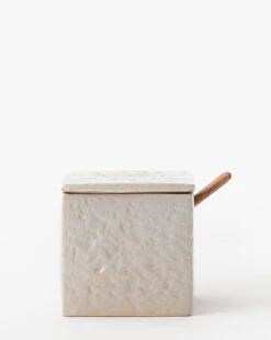 Bloomingville Stoneware Salt Cellar With Wooden Spoon