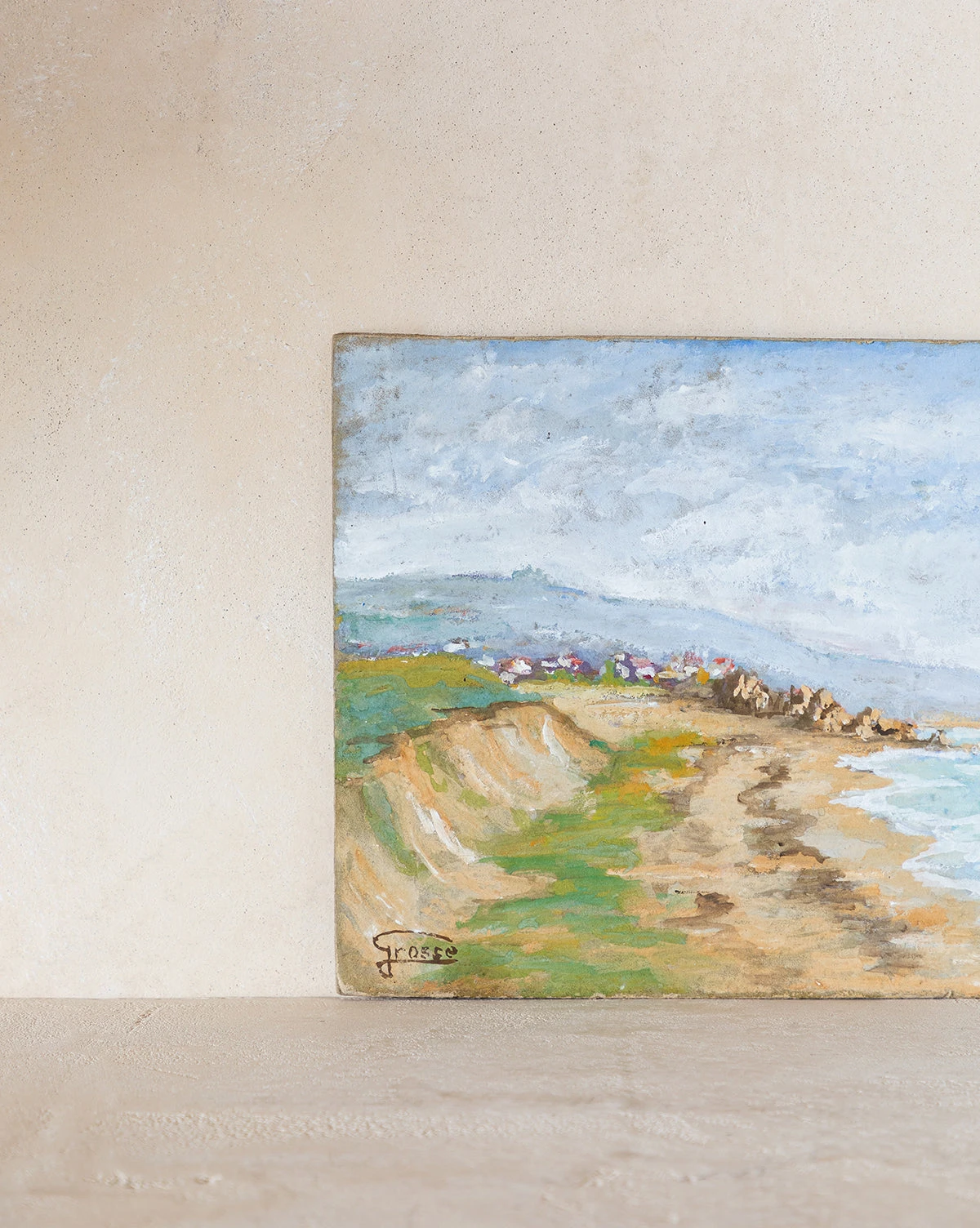 Vintage Early 20th Century Seaside Oil Painting - Image 2