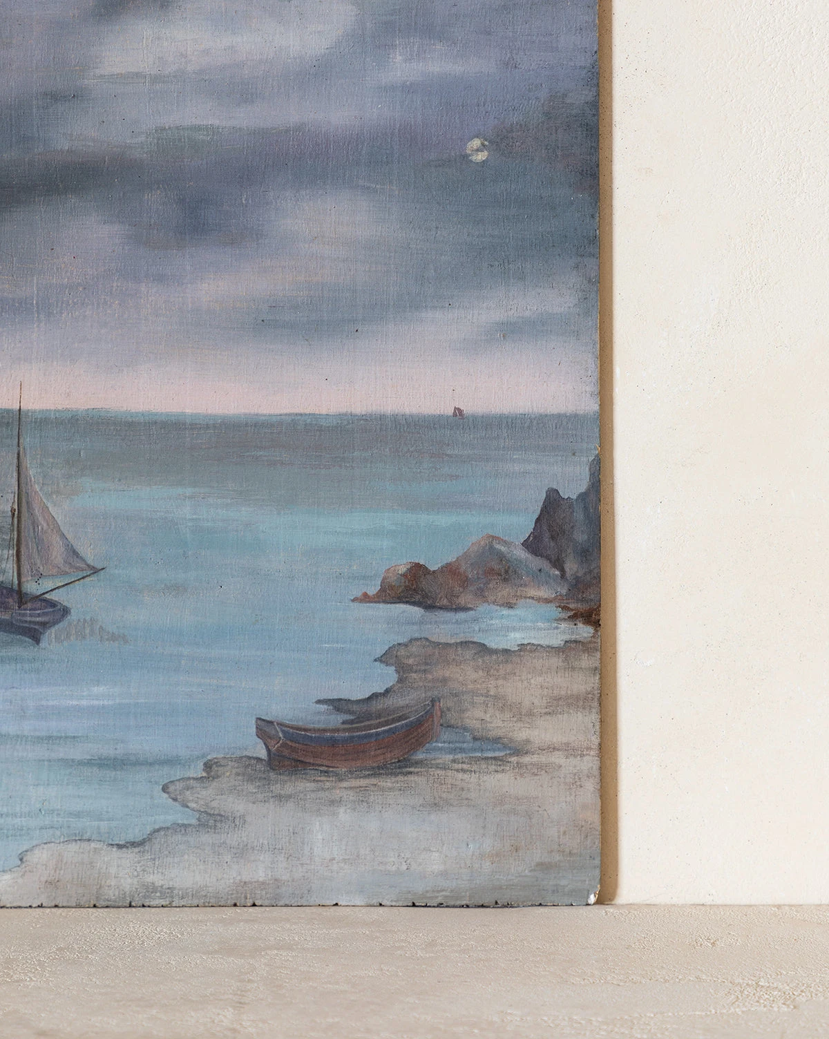 Vintage Sailboat Oil Painting - Image 2