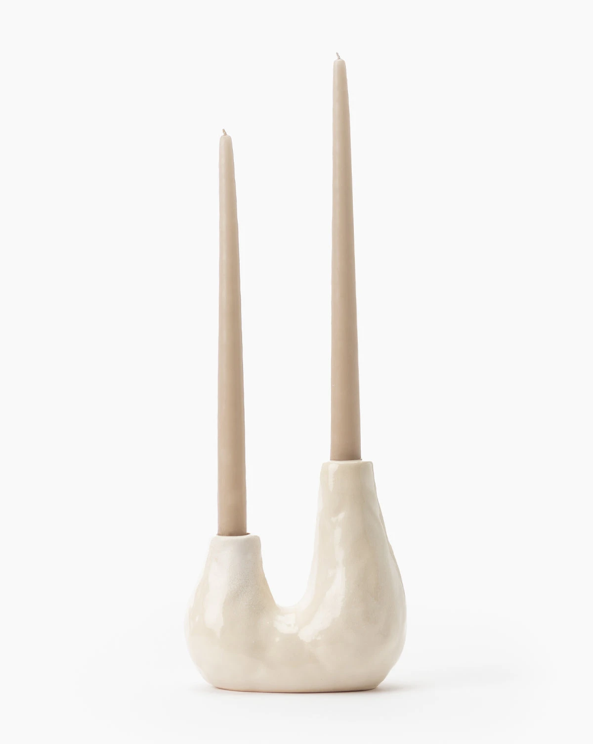 White Ceramic Duo Candle Holder - Image 4