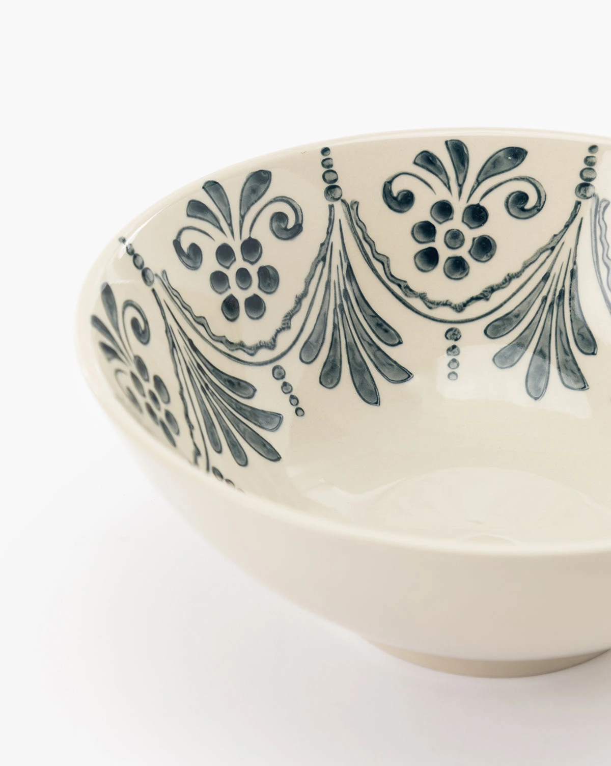 White & Blue Hand-Stamped Bowl - Image 3