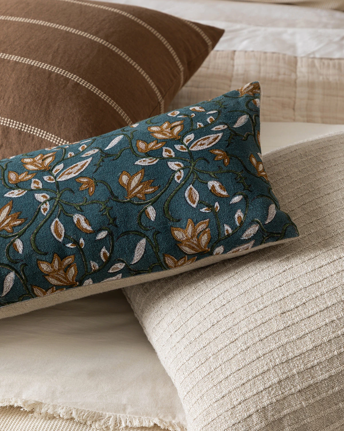 Teal Lotus Floral Pillow Cover - Image 2
