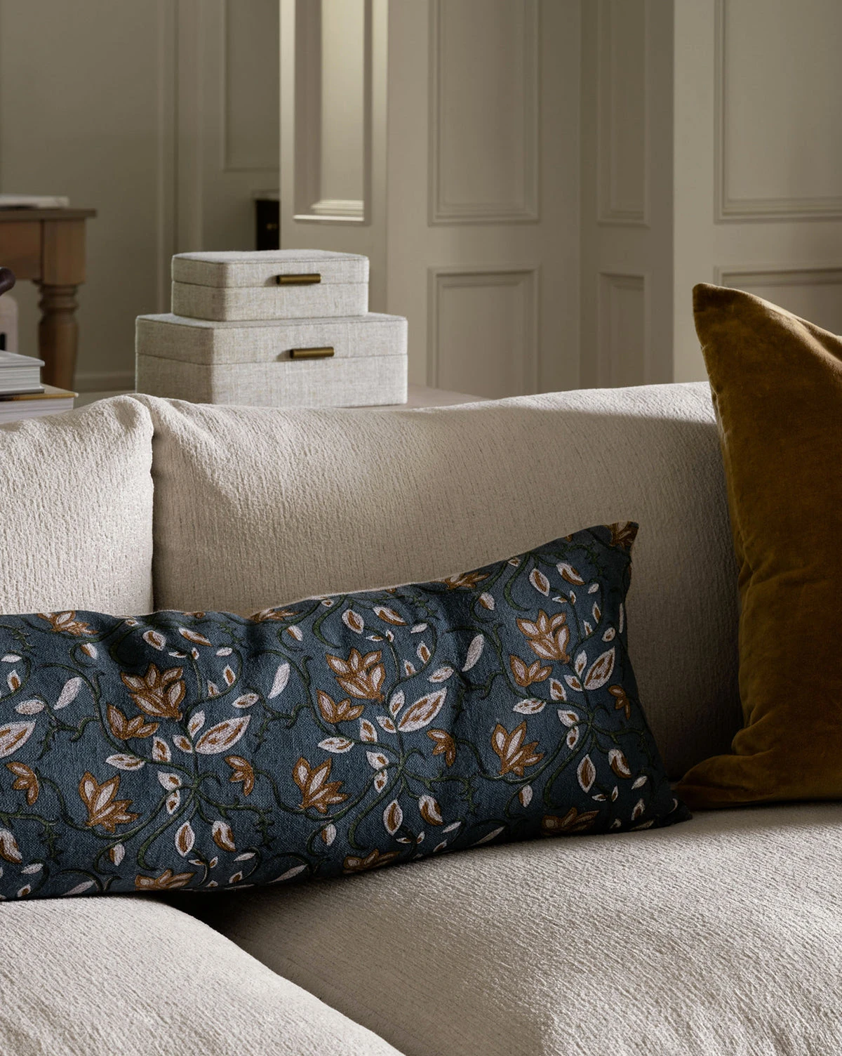 Teal Lotus Floral Pillow Cover - Image 4